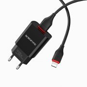 Превью Сетевое зарядное устройство Borofone BA20A Sharp USB с кабелем для Apple Lightning (черное) — 4
