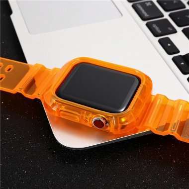 Ремешок для Apple Watch 42 mm прозрачный с кейсом (оранжевый) — 2