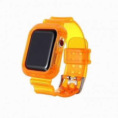 Ремешок для Apple Watch 42 mm прозрачный с кейсом (оранжевый) — 1